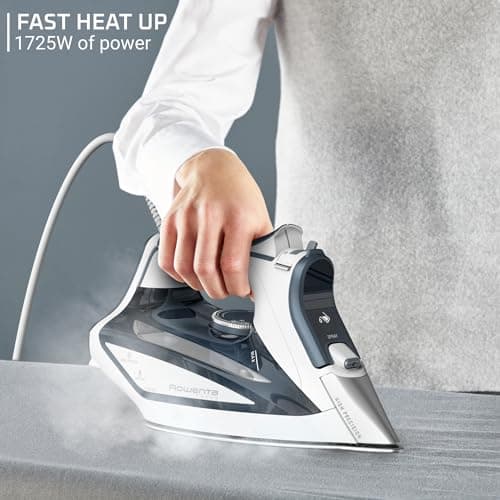 Rowenta Iron Steamer for Clothes, Focus Stainless Steel Soleplate, 400 Microsteam Holes, Powerful Steam Iron, Lightweight, Leakproof, 1725 Watts