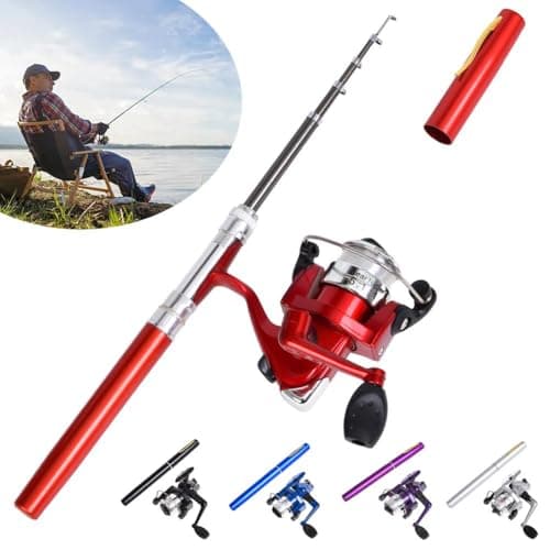 BBASILIYSD Pen Fishing Rod Kit,Pocket Size Fishing Rod,Mini Pocket Telescopic Rod with Spinning Reel,Portable Collapsible Telescopic Fishing Pole,Fishing Rod Reel Combo Kit for Saltwater Freshwater