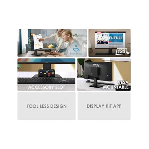 msi PRO MP225 E12VL, 22-inch IPS 1920 x 1080 (FHD) Computer Monitor, 120Hz, Adaptive-Sync, HDMI, Video Port, VESA Mountable, Tilt, 1ms, Black