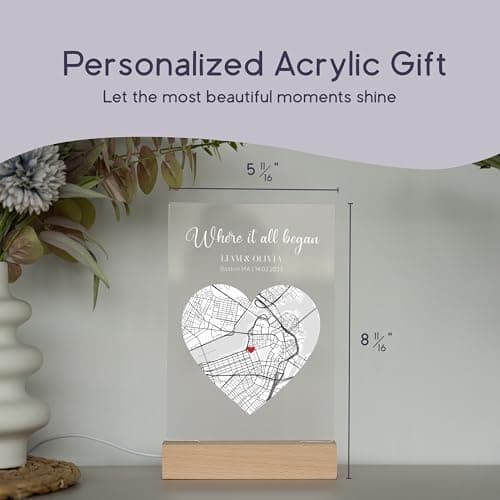 Where We Met Map Gift - Cute Boyfried Gifts From Girlfriend/Personalized Gifts For Her/I Love You Gifts For Him - Custom Plaque Personalized/Christman Presents for Boyfriend - Couple