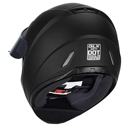 GLX GX11 Compact Motorcycle Helmet - Matte Black, Medium - Full Face w/ Tinted Visor, DOT Approved