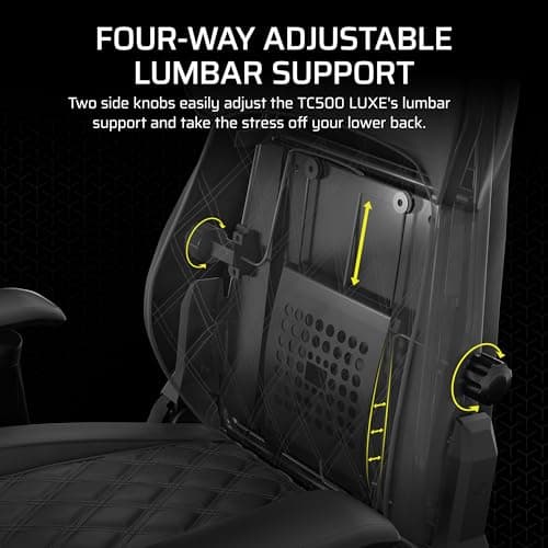 Corsair TC500 Luxe Gaming Chair – Premium Breathable Fabric – Wide Seat – Five-Way Adjustable Armrests – Adjustable Built-in Lumbar Support – 90-135 Degree Recline – Shadow