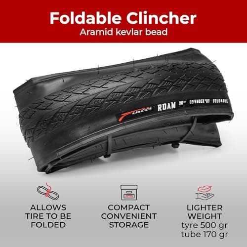 Fincci Pair 700x35c Tire Foldable 37-622 with 1mm Antipuncture Protection for Cycle Road Mountain MTB Hybrid Touring Electric Bike Bicycle with 700 x 35c Tires - Pack of 2