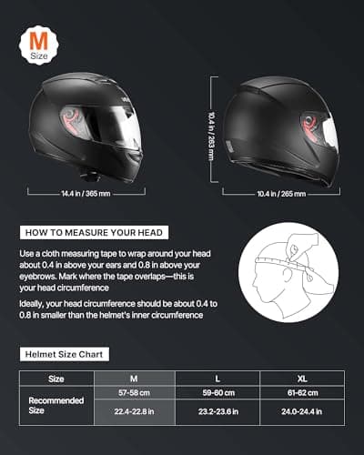 VEVOR Full Face Motorcycle Helmet DOT Approved, Dual Visor & Interchangeable Lens, Smart Street ABS Helmet Comfortable Motocross Helmet, Fit for Youth & Adults