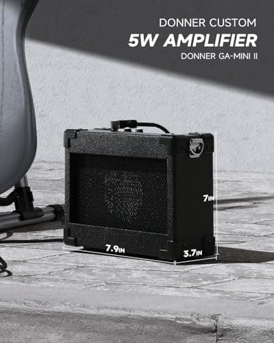 DONNER DST-80 Left-Handed Electric Guitar 39” Beginner Electric Guitar Kit with Amp, Classic SSS Pickup Complete with Gig Bag, Tuner, Capo, Strap, Picks, and Free Online Lessons, Matte Black