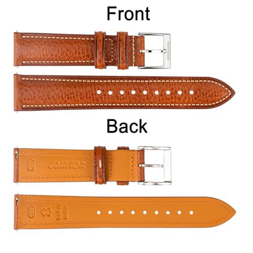 Gomvadr Italian Leather Watch Band Tuscany Natural Vegetable-Tanned Top Grain Genuine Leather Strap,18mm 19mm 20mm 21mm 22mm XL XXL Quick Release Replacement Watch Bands for Men and Women Thick and Soft
