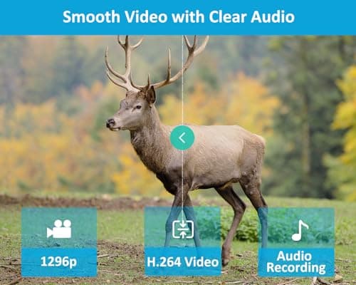 GardePro E5S Trail Camera (Non-Cellular, Non-WiFi), 64MP Photo & 1296P HD Video, 0.1s Trigger, 100ft No-Glow Night Vision, Motion Activated Wildlife Camera