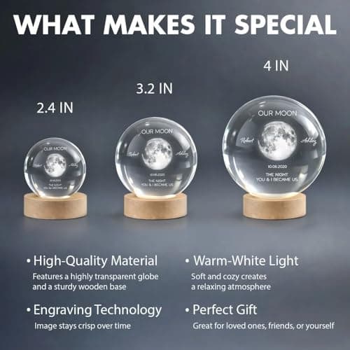 Evamall Personalized Our Moon Crystal Wedding Gift for Couples, Custom Memory Keepsake, Romantic Wedding Valentine’s Day Gift Anniversary for Boyfriend Girlfriend Wife Husband B0GQG78RNW