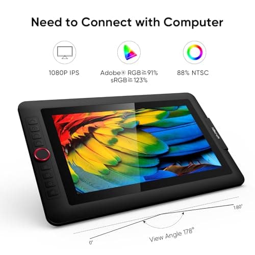 XPPen Drawing Tablet with Screen Full-Laminated Graphics Drawing Monitor Artist13.3 Pro Graphics Tablet with Adjustable Stand and 8 Shortcut Keys (8192 Levels Pen Pressure, 123% sRGB)