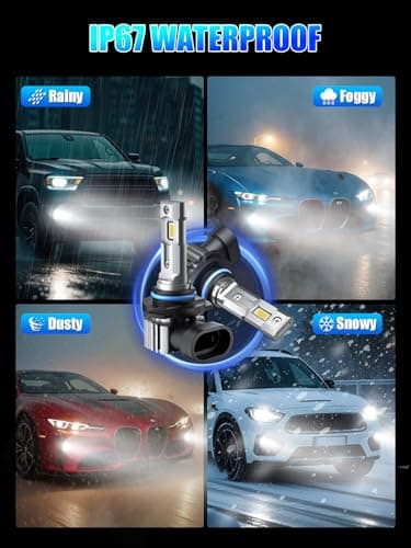 RCJ 9005 9006 Bulbs Combo, 600% Brightness 9005/HB3 High 9006/HB4 Low Dual Beam Bulbs, 6000K Cool White, Plug and Play, IP67 Waterproof, Pack of 4