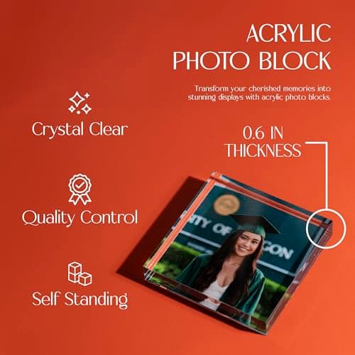 Acrylic Photo Block, Custom Photo Gifts, 3.5x3.5" | 0.6" Thick | Personalized Acrylic Print B0DBQVK5H1
