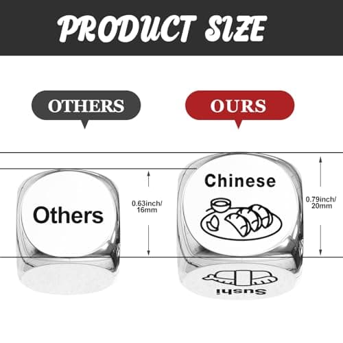 Stocking Stuffers for Men Women Adults: Steel Food Decision Dice Funny Gifts for Him Her Couple Girlfriend Boyfriend Husband Wife Christmas Anniversary Valentines Birthday Wedding Fathers Day
