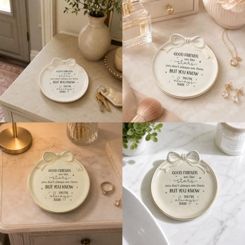 Jewelry Tray with Bow - Good friends are like stars - Gifts for Friends, Bestie, BFF, Sisters - Decorative Trinket Dish - Birthday Gift for Women - Friendship Gifts - Sentimental Keepsake B0GXKCKVR7
