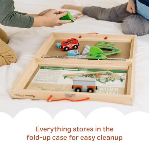 Melissa & Doug Take-Along Railroad Tabletop Playset with Wooden Train Toys, Animals & Scenery Play Pieces, Preschool Learning Toys for Girls & Boys 3+ - FSC Certified