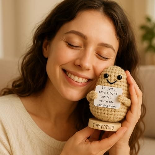 New Mom Gifts for Women - Tiny Potato with 30 Empowering Signs for New Moms - Gift for First Mothers Day - Postpartum Gift Idea for 1st Time Mother | Emotional Support Crochet for Moms After Birth