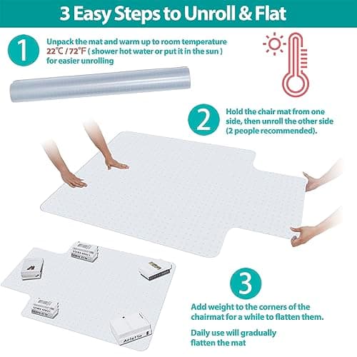 SUPER DEAL Upgraded 48" X 36" Office Chair Mat for Carpet Floor, Non-Slip Under Desk Carpeted Floor Protector, Heavy Duty Clear Plastic Carpet with Lip for Home Office Gaming Chair