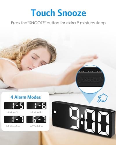 AMIR Digital Alarm Clock, [Upgraded Version] LED Clock for Bedroom, Electronic Desktop Clock with Type-C Port,Adjustable Brightness,DST,Snooze,12/24H Display for Home,Office