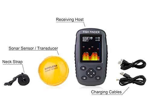 Venterior Portable Rechargeable Fish Finder Wireless Sonar Sensor Fishfinder Depth Locator with Fish Size, Bottom Contour, Color LCD Display