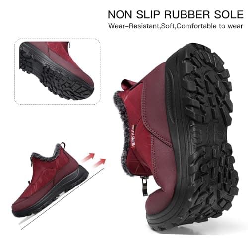 TEMOFON Winter Snow Boots for Women: Waterproof Warm Fur Lined Walking Outdoor Ankle Booties Slip on Snow Shoes Size 5-12