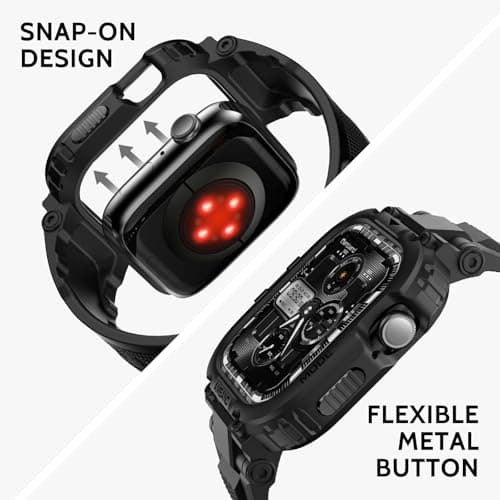 amBand M1 Sport Case Band for Apple Watch Ultra 3/2/1 & SE 3/2/1 & Series 11 10 9 8 7 6 5 4 3 49mm 46mm 45mm 44mm 42mm 41mm 40mm 38mm, Shockproof & Scratch Resistant Rugged Bumper for Men