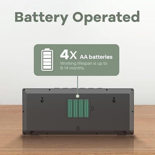 JALL 14.5" Large Digital Wall Clock Battery Operated with Big Digits LCD Screen Display, Day, Date, Alarm, Auto DST, Temperature for Living Room, Bedroom, Desk Decor, Mounted, Gift for Elderly