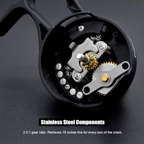 CAMEKOON Snow Fall 500 Inline Ice Fishing Reel, 3+1 Ball Bearings and 2.5:1 Gear Ratio, Magnetic Drop Speed Control, Free Spool Release Trigger, CNC-Machined Aluminum Spool, Smooth Carbon Drag
