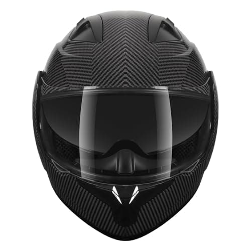 SPARK DOT Approved Modular Flip-Up Dual Visor Motorcycle Full Face Helmet for Adults Men & Women (Carbon Fiber, Large)