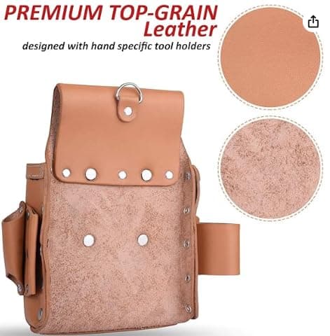 FUERI Leather Tool Pouches Carpenter Electrician Belt Bags Organizer 4 Pocket Professional Heavy Duty Pouch for Construction Framing