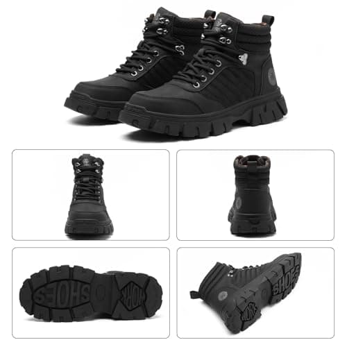 KELODON Waterproof Steel Toe Boots For Men-6 Inch Comfortable Mens Safety Work Boots Indestructible Steel Toe Shoes Lightweight Non Slip Puncture Resistant Industrial Construction Boot