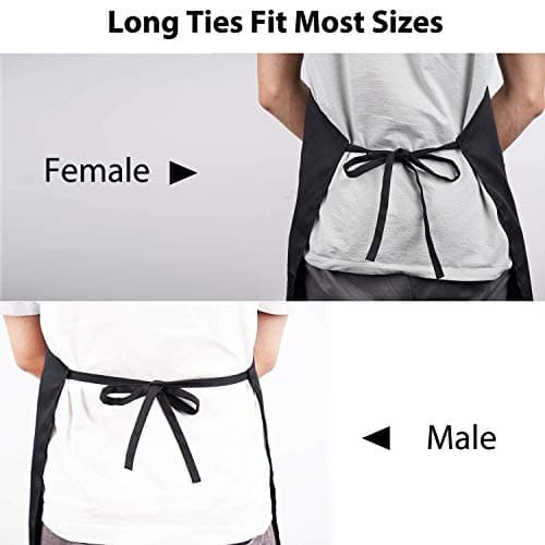 YIKA® Apron Couples, Christmas Gifts for Couples: Waterproof Aprons for Women Men, with Adjustable Neck Strap with Extra Long Ties, 2 Pockets (Black)