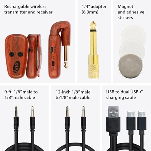 KNA U-Wi Universal Wireless System, Guitar, Bass, Violin, Acoustic and Electric Instruments, UHF Wireless Audio for Piezo Pickups, 50m Range, Ultra-Low Latency, Interference-Free Connection