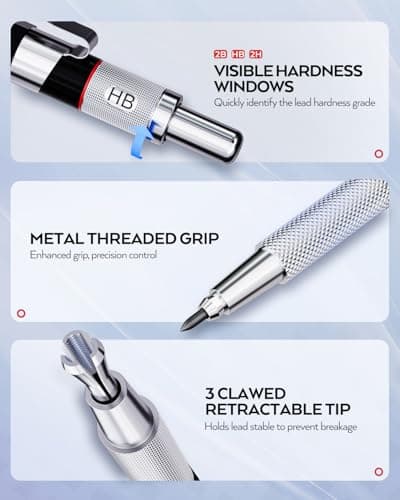 Nicpro 6PCS Art Mechanical Pencil Set, 3PCS Metal Drafting Pencil 0.5 mm & 0.7 mm & 0.9 mm & 3PCS 2mm Graphite Lead Holder (2B HB 2H) For Writing, Sketching Drawing With Lead Refills Case