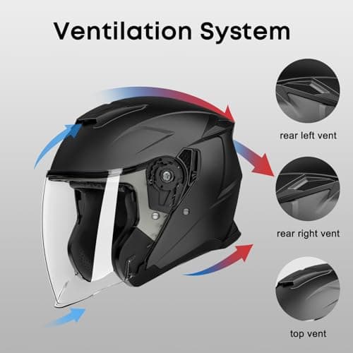 Motorcycle Helmets for Adults, Open Face Motorcycle Helmet with Dual Visor, Casco para Moto DOT Certified, ATV Dirt Bike Snowmobile Motocross Helmet for Men Women, Quick Release Strap, AP-836