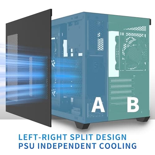 MUSETEX ATX PC Case, 3 x 120mm Fans Pre-Installed, 360MM RAD Support, 270° Full View Tempered Glass Gaming PC Case with Type-C, Mid Tower ATX Computer Case, Black, Y6