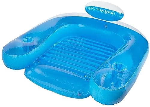 Poolmaster Paradise Water Chair, Inflatable Adult Pool Float Lounge Chair with Backrest, Armrests & Dual Cup Holders, Comfortable Floating Seat for Pool, Lake, Beach or River Relaxation