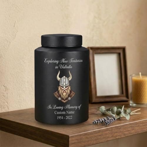 Personalized Valhalla Viking Nordic Runes Urn for Human Ashes, Exploring New Territories Norse Gift for Father Husband Brother, Memorial Keepsake Urn, Memorial Gift, in Loving Memory B0H1VSWJZL