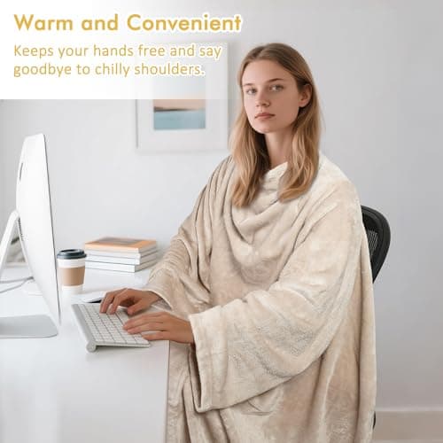 Cozy Sleeve Design for Hands-Free Comfort, Perfect for Reading, TV Time & Relaxing, Christmas & Birthday Gift Catalonia Wearable Blanket with Sleeves for Women & Men, Fleece Wrap Throw B075M2FQYV