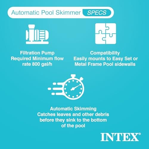 Intex Deluxe Automatic Surface Skimmer Bundled with Maintenance Kit w/ Vacuum & Pole, Swimming Pool Cleaning Tools for Above Ground and InGround Pools