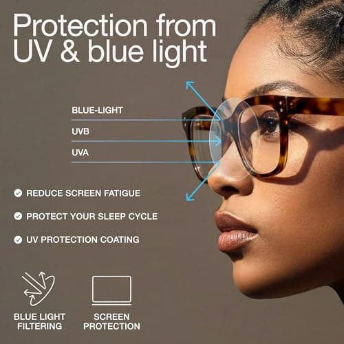 miyya Blue Light Glasses for Women & Men – Oversized UV & Blue Light Blocker Chunky Frames, All-Day Comfort, Stylish Eyewear