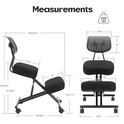 Kneeling Chairs with Backrest Linen Ergonomic Home Office Chair Adjustable Height Seat Rolling Wheels Comfort Thick Cushion Work Stool Improve Posture Chair