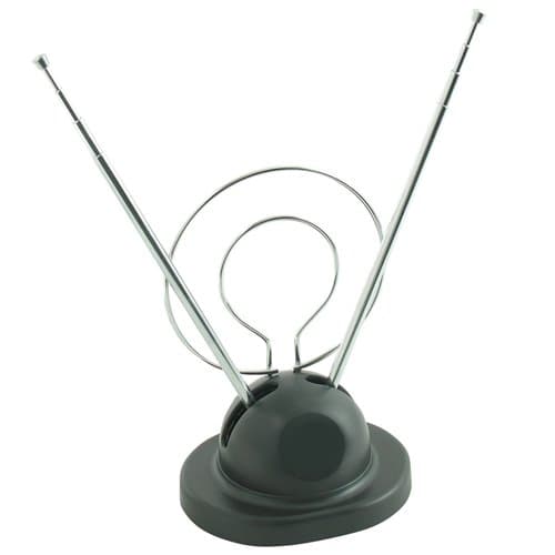 Wideskall® Universal Indoor Rabbit Ear TV Antenna for HDTV Ready VHF UHF Dual Loop Coaxial