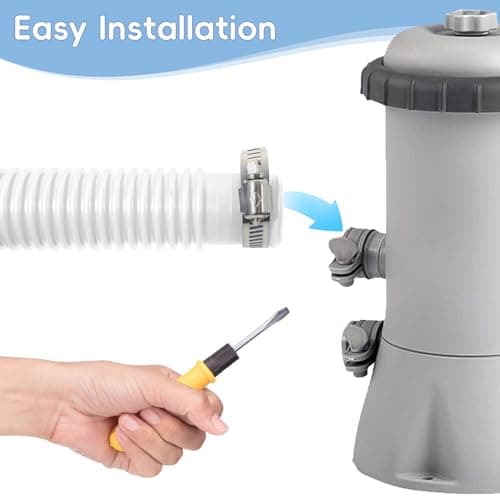 Replacement Pool Hoses for Above Ground Pools 1 1/4, 59" Long Swimming Pool Hose, 4 Pack White Pool Pump Hose with 8 Metal Clamps