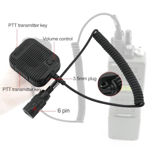 6 Pin PTT Adapter Handheld Microphone Shoulder Speaker Compatible with PRC152/163 Two Way Radio