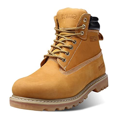 SAFETY LOONG Work Boots for Men Waterproof Soft Toe Non Slip Comfortable Leather Workboots