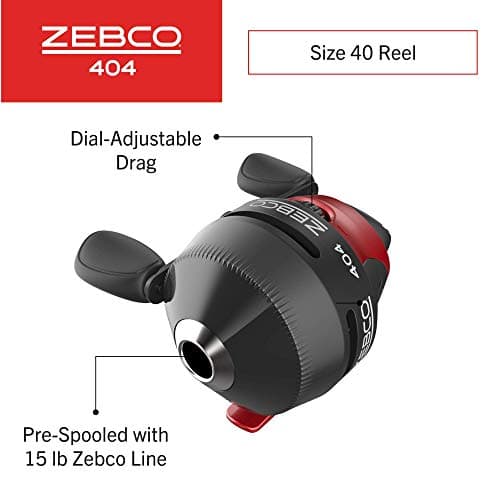 Zebco 202 & 404 Spincast Reels and Fishing Rod Combos (2-Pack), 5-Foot 6-Inch 2-Piece Fishing Pole, Size 30 and 40 Reels, Right-Hand Retrieve, Pre-Spooled with 10 lb and 15 lb Cajun Line, Black/Red