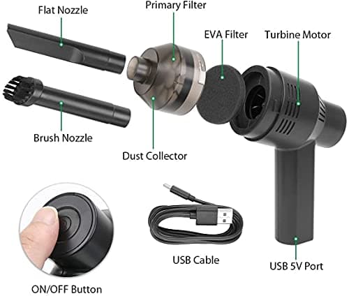 New Cordless Mini Computer Vacuum, Portable Vacuum Cleaner Keyboard Cleaner Kit - Cleaning Dust, Hairs, Crumbs, Scraps, Ash for Laptop, Keyboard, Computer,Car, Pet House, Sewing Machine