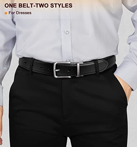 BULLIANT Men's Belt,Reversible Belt Adjustable For Gift Men 1.25”-Cut For Fit-2 Sides in 1 Belt(Not 2)