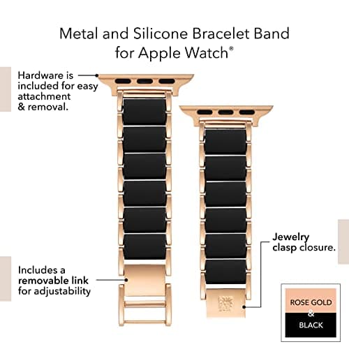Anne Klein Silicone Fashion Bracelet for Apple Watch, Secure, Adjustable, Apple Watch Replacement Band, Fits Most Wrists