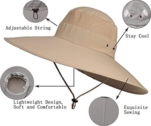 Leotruny Super Wide Brim Bucket Hat UPF50+ Waterproof Sun Hat for Fishing Hiking Camping