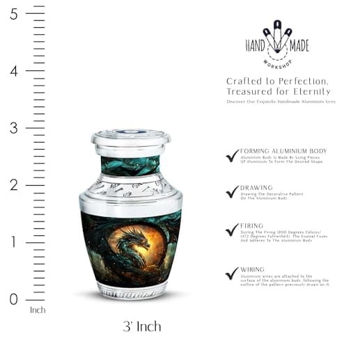 Guardian Dragon of The Mystic - Pack of 1 - Memorial Burial Urn - Decorative Urns - Small Ashes Keepsake for Sister - Small Keepsake Urn for Mom & Dad Ashes - Cremation Urns for Male & Female B0D4R1JV2X